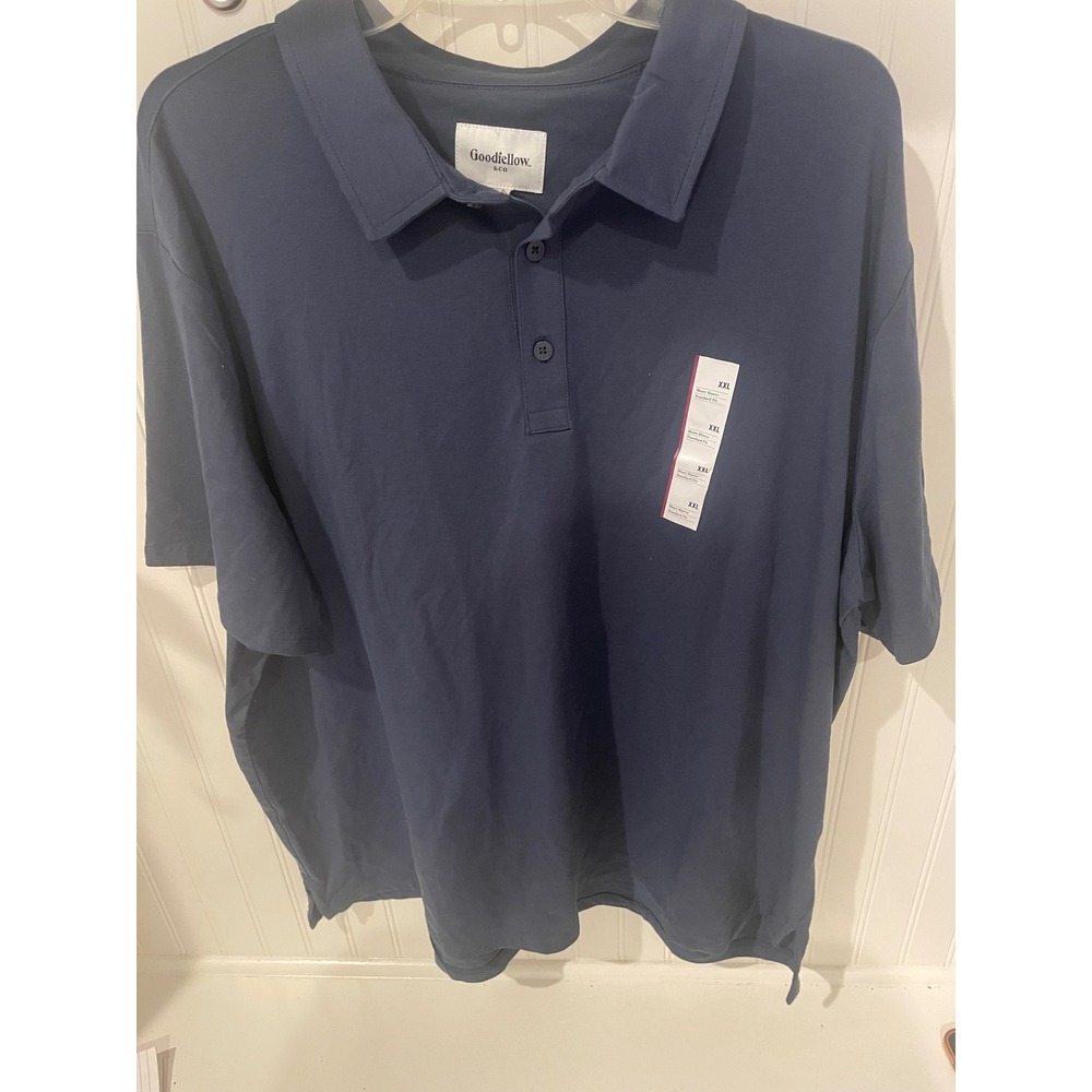 Goodfellow Co Mens XXL Short Sleeve Standard Fit‎ Navy Blue Polo Shirt NWT
